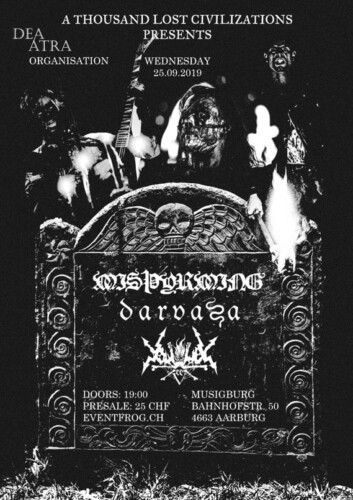 Poster von der Veranstaltung Misþyrming, Darvaza, Vortex of End @ Musigburg, Aarburg